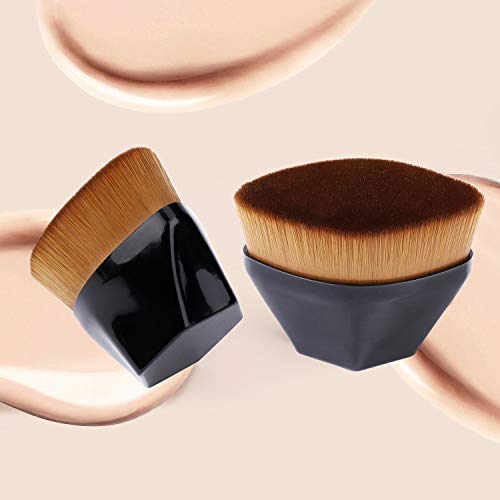 Brochas de Maquillaje Foundation Cepillo de Base Facial Kabuki Tapa Plana, Profesional Pincel Facial para Pulir, Puntear, Corrector Liquido Fluidas