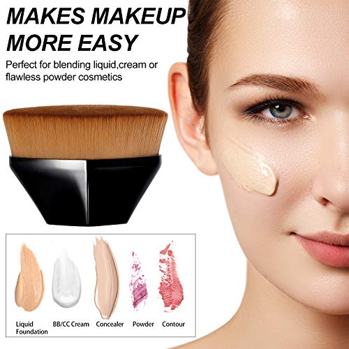 Brochas de Maquillaje Foundation Cepillo de Base Facial Kabuki Tapa Plana, Profesional Pincel Facial para Pulir, Puntear, Corrector Liquido Fluidas