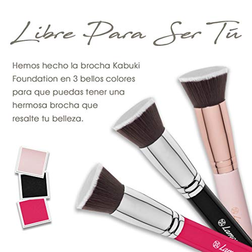 Brochas De Maquillaje Kabuki Profesional - Pincel Facial Ideal Para La Aplicación De Bases De Maquillaje Liquido Tradicionales y Fluidas - Perfecto También Para Aplicar y Difuminar Bases de Maquillaje en Polvos Suelto y Compacto - Calidad Premium - Fibras