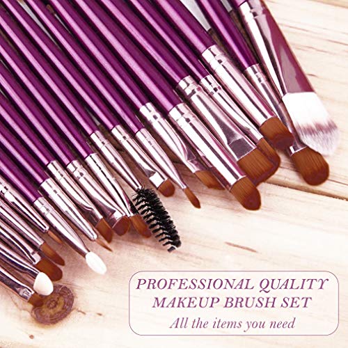 Brochas de maquillaje profesional set 20 uds de alta gama pinceles maquillaje ojos con estuche para llevar y revista trucos de maquillaje cerdas sinteticas suaves