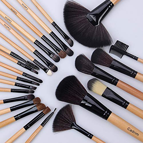 Brochas de Maquillaje,Cadrim 24pcs Maquillaje Profesional Pinceles Maquillaje de Ojos Rubor Contorno de los Labios Corrector Brochas Cosméticas + Bolso Negro