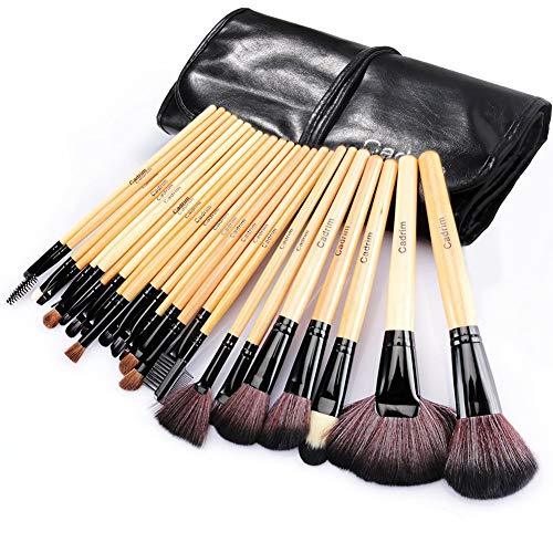 Brochas de Maquillaje,Cadrim 24pcs Maquillaje Profesional Pinceles Maquillaje de Ojos Rubor Contorno de los Labios Corrector Brochas Cosméticas + Bolso Negro