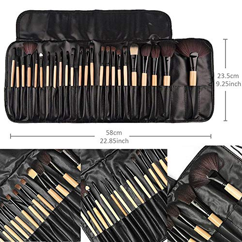 Brochas de Maquillaje,Cadrim 24pcs Maquillaje Profesional Pinceles Maquillaje de Ojos Rubor Contorno de los Labios Corrector Brochas Cosméticas + Bolso Negro