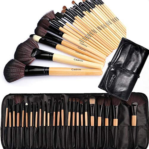 Brochas de Maquillaje,Cadrim 24pcs Maquillaje Profesional Pinceles Maquillaje de Ojos Rubor Contorno de los Labios Corrector Brochas Cosméticas + Bolso Negro