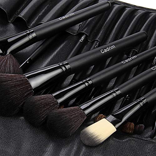 Brochas de Maquillaje,Cadrim 24pcs Maquillaje Profesional Pinceles Maquillaje de Ojos Rubor Contorno de los Labios Corrector Brochas Cosméticas + Bolso Negro