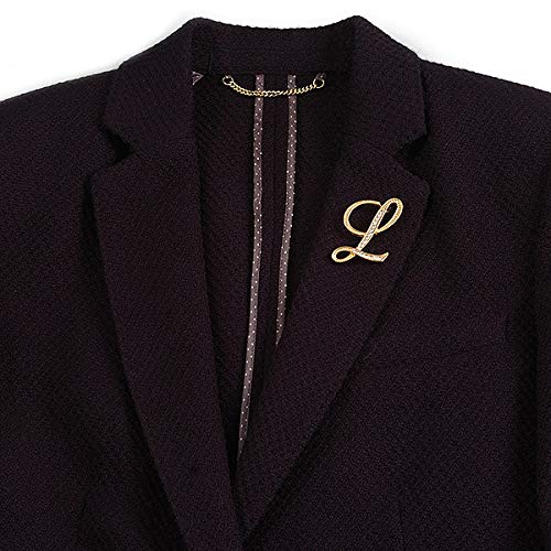 Broche con inscripción en inglés "L", chapado en oro, con texto en inglés en inglés "L", de 45 mm de alto.