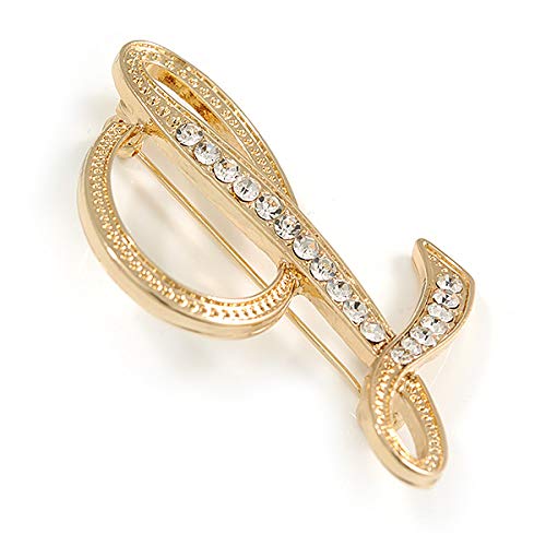 Broche con inscripción en inglés "L", chapado en oro, con texto en inglés en inglés "L", de 45 mm de alto.