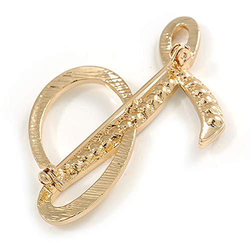 Broche con inscripción en inglés "L", chapado en oro, con texto en inglés en inglés "L", de 45 mm de alto.