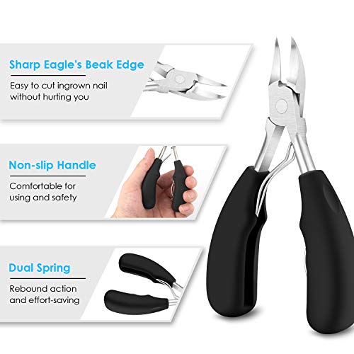 BROTOU Alicates Cortaúñas Profesional 6 en 1,Juego de pedicuras Kit para Uñas Gruesas y Duras Paroniquia Onicomicosis Hongos en Las Uñas Herramientas de Manicura