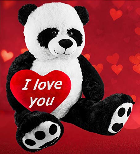 BRUBAKER Peluche Gigante XXL - Oso Panda - 100 cm - Corazón de Felpa 'I Love You' Incluido