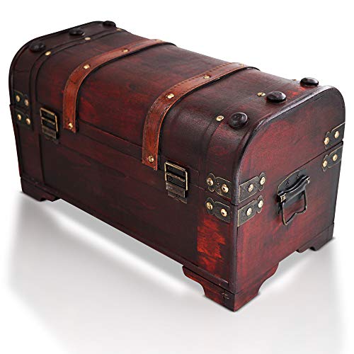 Brynnberg Caja de Madera 40x20x22cm - Cofre del Tesoro Pirata de Estilo Vintage - Hecha a Mano - Diseño Retro - joyero - con candado