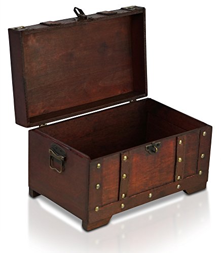 Brynnberg Caja de Madera Cofre del Tesoro Pirata de Estilo Vintage Hecha a Mano Diseño Retro 22x15x11cm 