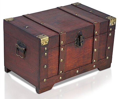 Brynnberg - Caja de Madera Cofre del Tesoro con candado Pirata de Estilo Vintage, Hecha a Mano, Diseño Retro 28x17x16cm