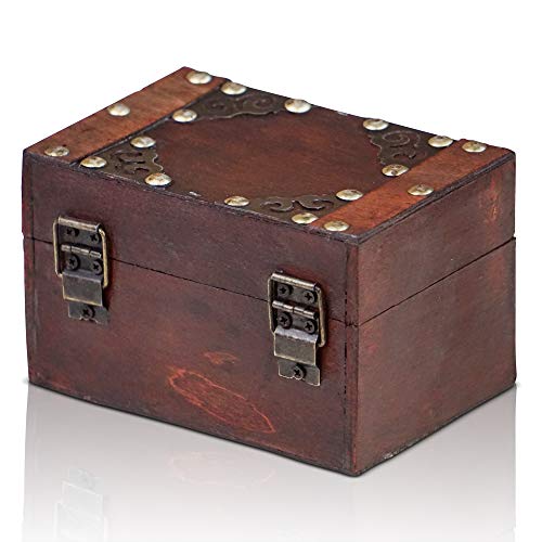 Brynnberg Caja de Madera 20x13x9cm Cofre del Tesoro Pirata de Estilo Vintage joyero Hecha a Mano Diseño Retro 