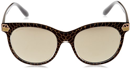 Bulgari 0BV8185B 54215A 55 Gafas de sol, Negro (Crystal Gold Mesh/Black/Lightbrownmirrorgold), Unisex-Adulto