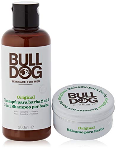 Bulldog Cuidado Facial para Hombres - Kit Rutina Cuidado de Barba Larga , Champú & Acondicionador de Barba 200 ml + Bálsamo para Barba 75 ml