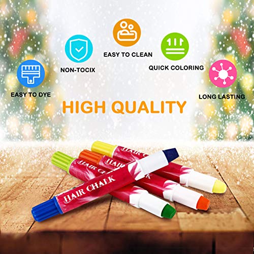 Buluri 12 Colores Set De Tiza Para El Cabello, Plumas De Tiza Profesionales Para El Cabello, Plumas De Tinte Para El Cabello No Tóxicas -Funciona En Todos Los Colores Del Cabello