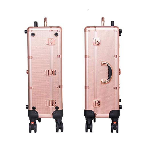 BYCDD Maleta de Maquillaje Profesional con la luz, Estuche Cosméticos Maletín Maquillaje Trolley Beauty Case Makeup para Peluquería, Maquilladores, Esteticistas,Rose Gold