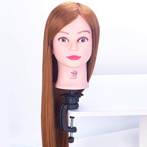 Cabeza de Maniquí, SIGHTLING 26" 50% Cabello Humano Real Practicas Formación Muñeca de la Cosmetología práctica maniquí para Peluquería con Soporte + Accesorios de Peinado DIY