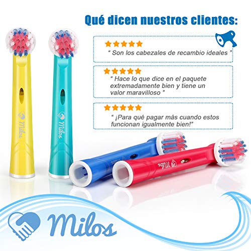 Cabezales para Cepillo de Dientes Infantiles de Milos Compatibles con Cabezales Oral B/Paquete de 16 Cabezales Recambio Oral B Niños
