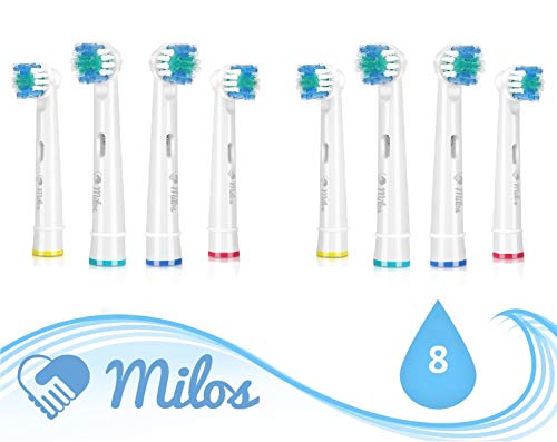 Cabezales para Cepillo Oral B Eléctrico Milos (Paquete de 8), Compatibles con Cabezales de Recambio Oral B, Cabezales de Recambio para Cepillo de Dientes Eléctricos Oral B de Primera Calidad