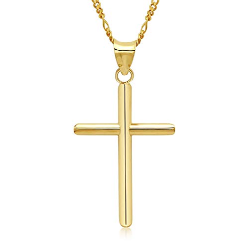 Cadena de Oro 24K con Dije de Cruz para Hombres, Mujeres c/Broche Sólido fuerte estilo de eslabón cubano Miami (22)