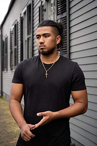 Cadena de Oro 24K con Dije de Cruz para Hombres, Mujeres c/Broche Sólido fuerte estilo de eslabón cubano Miami (22)