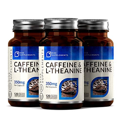 Cafeína (100 mg) + L-Teanina (250 mg) de Rise Supplements | 120 Cápsulas Vegetarianas | Fórmula de Productividad, Mezcla Nootrópica, para Energía y Enfoque