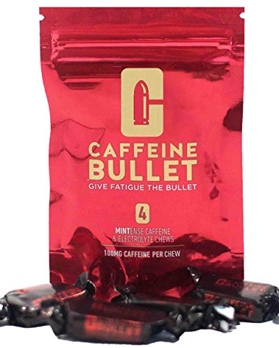Caffeine Bullet 4 caramelo de menta: superan a los gel energéticos, cafeina chicle y cápsulas. Nutrición deportiva con electrolitos para correr maraton, ciclismo, gimnasio y entrenamiento resistencia