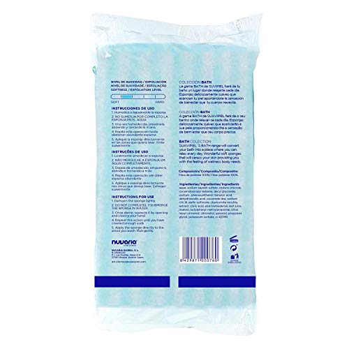 Caja con 120 esponjas jabonosas desechables con grosor extra de 1 cm. Impregnadas con jabón dermatológico aroma Aloe Vera y Camomila.