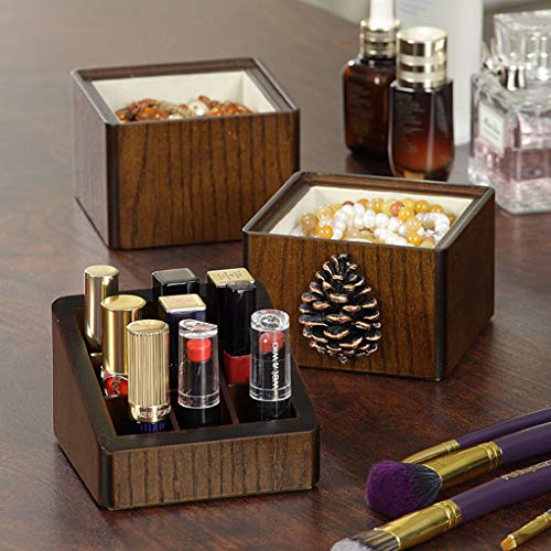 Caja de almacenamiento de escritorio Barra de labios Estante Estante de almacenamiento de joyas Caja de maquillaje de madera Creatividad personalizada Caja de barra de labios de 3 capas Regalo para no