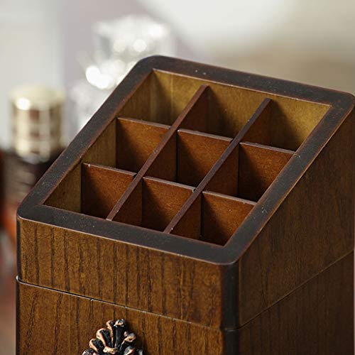 Caja De Almacenamiento De Escritorio Estante para Barra De Labios Estante para Guardar Joyas Caja De Maquillaje De Madera Creatividad Personalizada (Color : Brown, Size : 10.5 * 10.5 * 20.5cm)