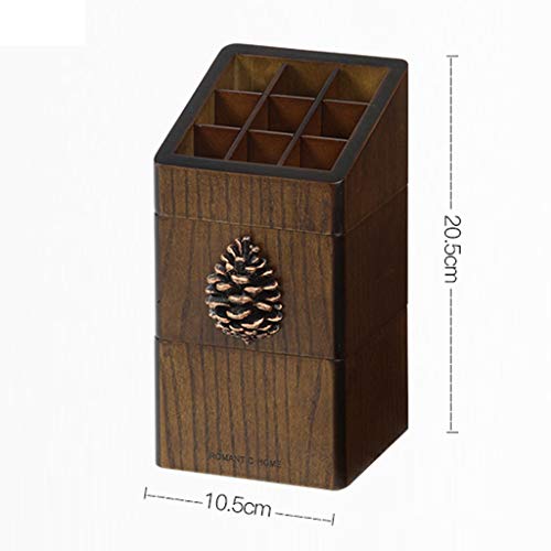 Caja De Almacenamiento De Escritorio Estante para Barra De Labios Estante para Guardar Joyas Caja De Maquillaje De Madera Creatividad Personalizada (Color : Brown, Size : 10.5 * 10.5 * 20.5cm)