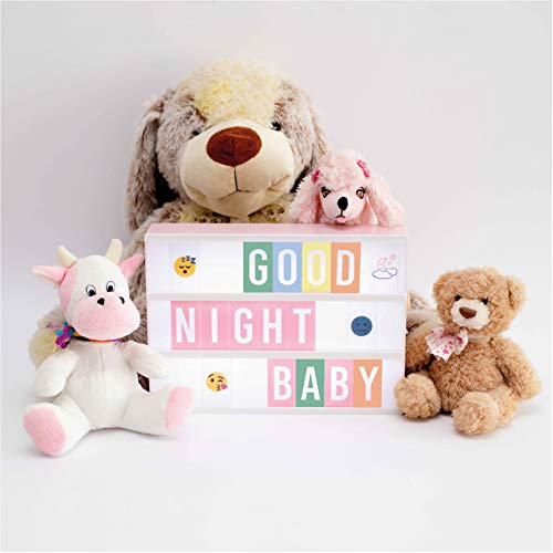 Caja de Luz A4 Rosa con 300 Letras, Divertidos Emojis y 2 Rotuladores | Ñ y Ç Incluidas| Cartel Luminoso LED Ideal para Decoración Hogar, Habitación, Oficina | Regalo Original para Niñas, Mujeres