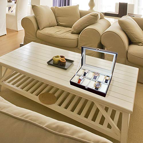 Caja para Relojes. Caja para Guardar 12 Relojes. Joyero Expositor para almacenaje de Relojes. Estuche para Relojes y Pulseras. Diseño Elegante. Regalo Original para Hombre y Mujer.