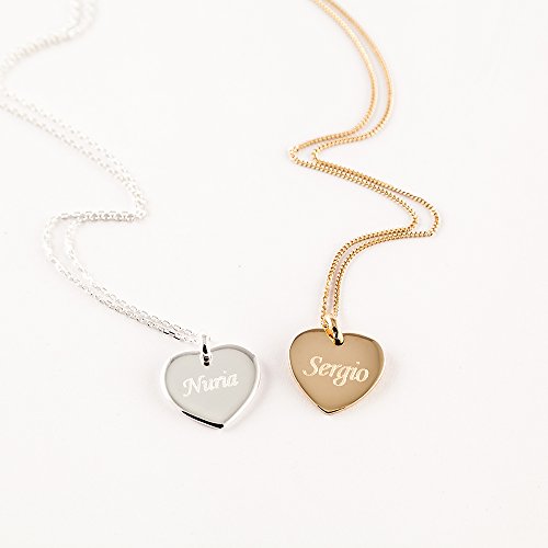 Calledelregalo San Valentín, cumpleaños o Navidad. Joya Personalizada para tu Pareja o para tu Madre: Colgante de corazón Chapado en Oro