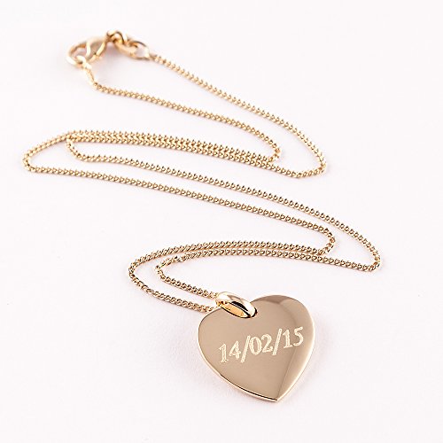 Calledelregalo San Valentín, cumpleaños o Navidad. Joya Personalizada para tu Pareja o para tu Madre: Colgante de corazón Chapado en Oro