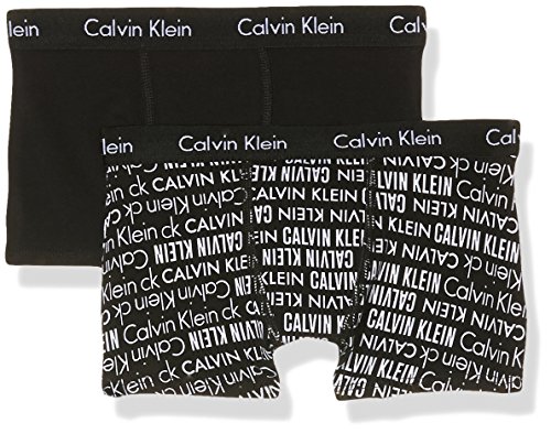 Calvin Klein 2pk Trunk Bóxer, Negro (Black Pr 002), 164-176 (Talla del fabricante: 14-16) (Pack de 2) para Niños