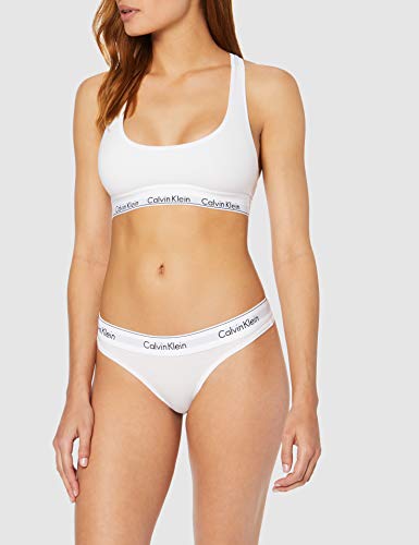 Calvin Klein Damen String MODERN - THONG, Einfarbig, Gr. 34 (Herstellergröße: XS), Weiß (WHITE 100)