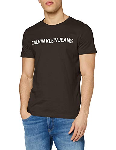 Calvin Klein Institutional Logo Slim SS tee Camiseta, Cuervo, L para Hombre