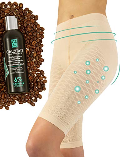 CALZITALY – Pack Anticelulitis – Faja + Gel | Cosmetico Reductor Reafirmante | Pantalón Corto Reductor Moldeador | 200 ml | Natural, Negro | Made in Italy |