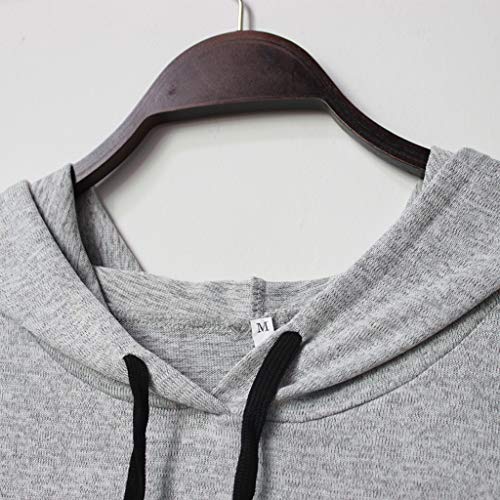 Camisa de Bolsillo con Estampado de Orejas de Gato de Manga Larga con Capucha Informal para Mujer Blusa Superior Irregular Mujer Otoño Moda Fans Sudaderas con Capucha Manga Larga Suéter