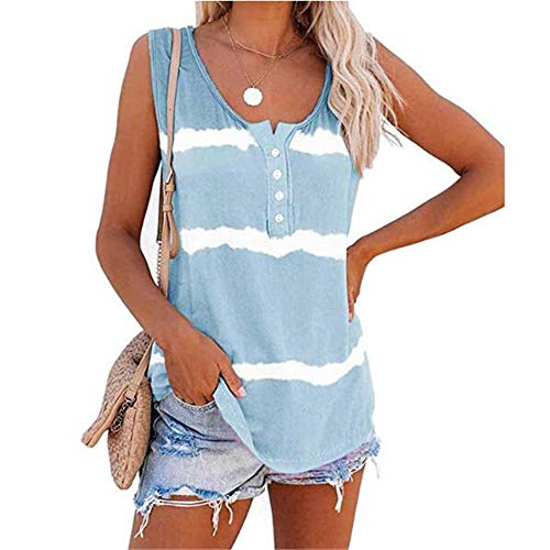 Camiseta Sin Mangas con Cuello Redondo Y Estampado Tie-Dye con Cuello Redondo para Mujer, Verano