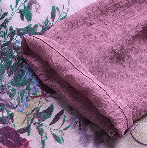 Camisetas Mujer Manga Larga SHOBDW 2019 Nuevo Cuello en V Tops de Túnica Blusas Suelto Estampado Floral Pullover Sexy Casual Verano Camisetas Mujer Tallas Grandes M-5XL(Morado,L)