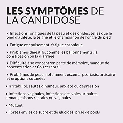 Candiom – Complemento contra la Candidose, el Candida Albicans y las Mycosas, 100% natural, contra la digestión déficil y los globos, para una flora intestinal y un sistema inmunitario sano.
