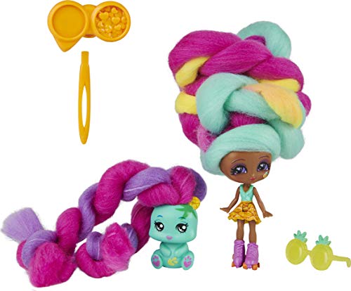 Candylocks-2-Pack, 7.5-cm Scented Collectible Doll and Pet with Accessories Mina Colada - Muñeca perfumada de 7,5 cm con Accesorios, Color Gris (Spin Master 6056827)