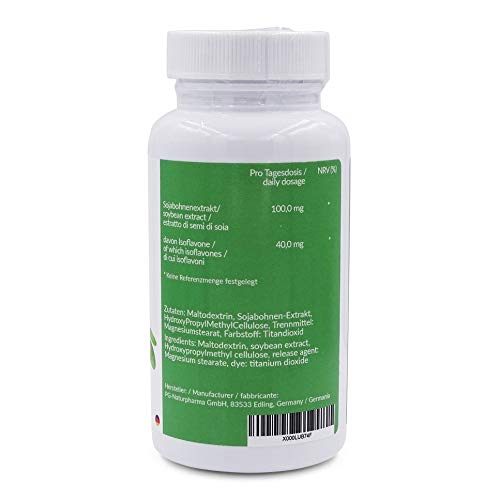 Cápsulas de isoflavonas de soja - vegano - 90 cápsulas - cada una contiene 100mg de extracto de soja y 40mg de isoflavonas