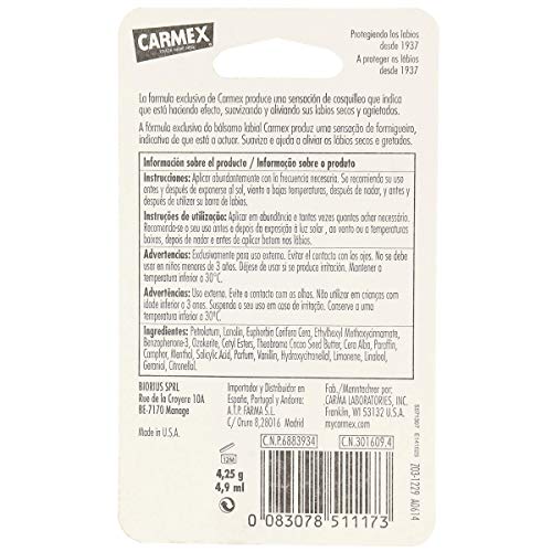 Carmex, Bálsamo labial, 4.9 ml (4.25 gr)