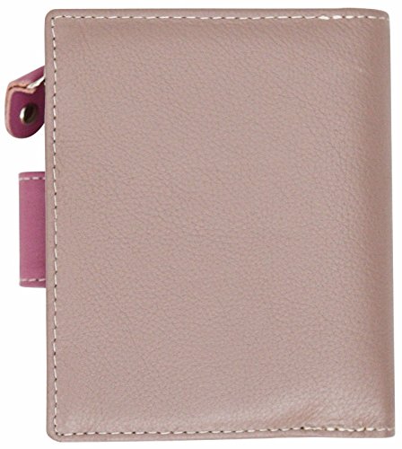 Cartera para Mujer - con Bloqueo de transmisiones RFID y 10 Ranuras para Tarjetas - Cuero auténtico Muy Suave - Perla/Multicolor