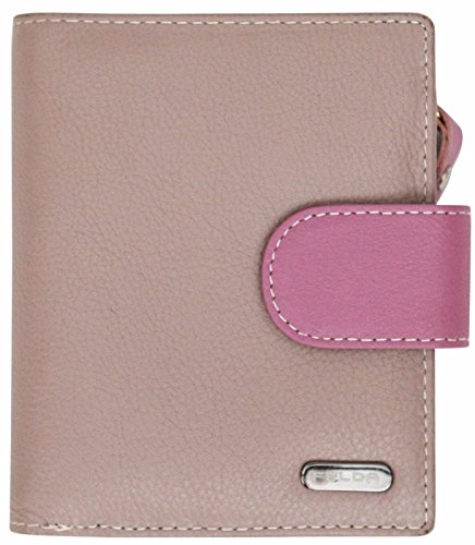 Cartera para Mujer - con Bloqueo de transmisiones RFID y 10 Ranuras para Tarjetas - Cuero auténtico Muy Suave - Perla/Multicolor